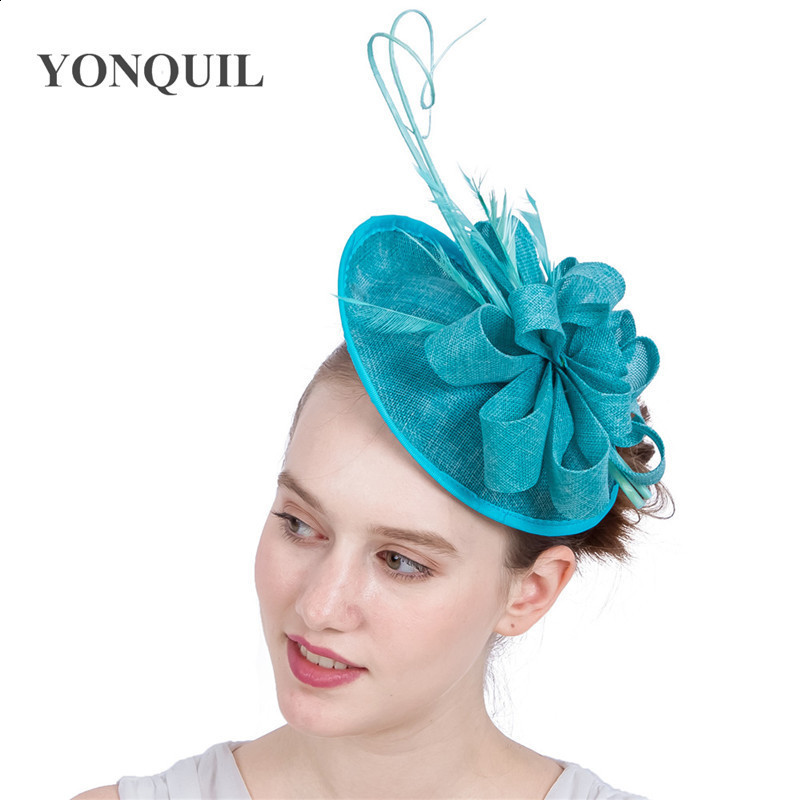 Red Charming Hat Wedding Church Headwear Womens Formal Event Tea Church Hat Feather Derby Million Womens Match 241203