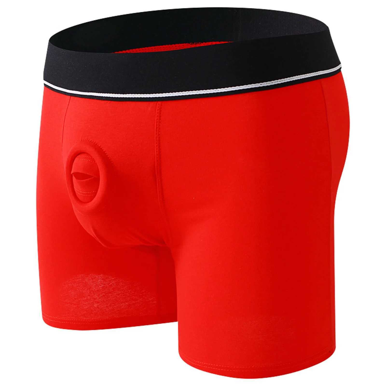 Cock Ring Men Sexy Penis Hole Boxers Cockring Man Shorts Underwear Cotton Panties Open Pouch Underpants Long Boxershorts W250603