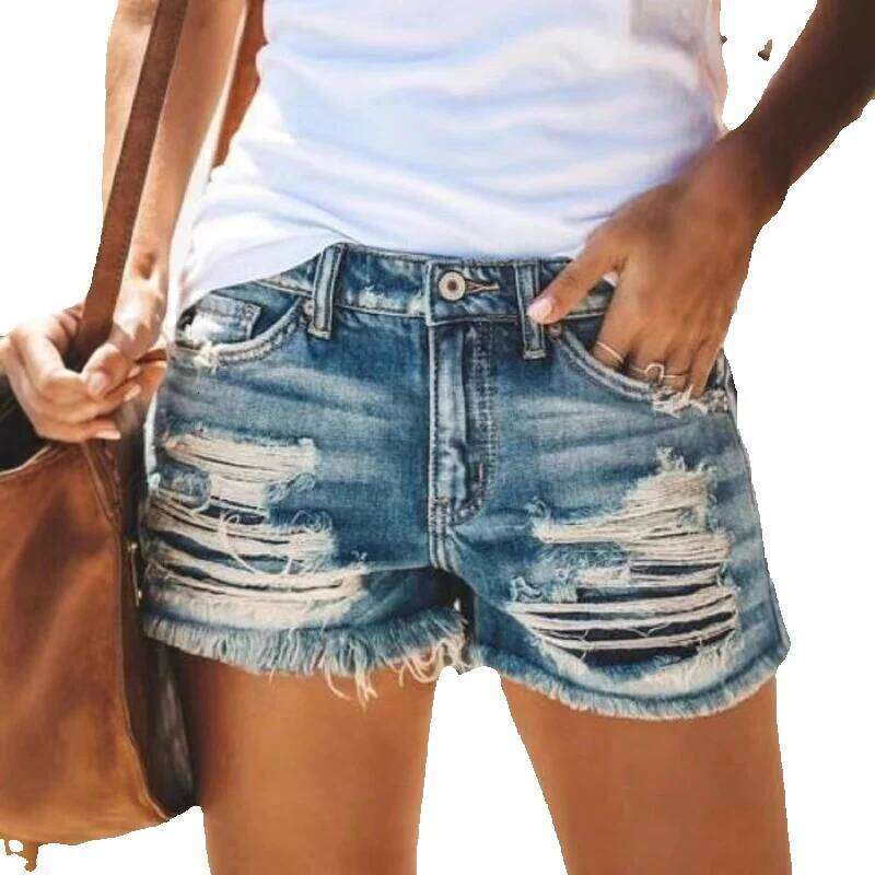 Denim Shorts Jeans Shorts Fashion Summer Ripped Fringe Denim Shorts For Women Ripped Short Jeans