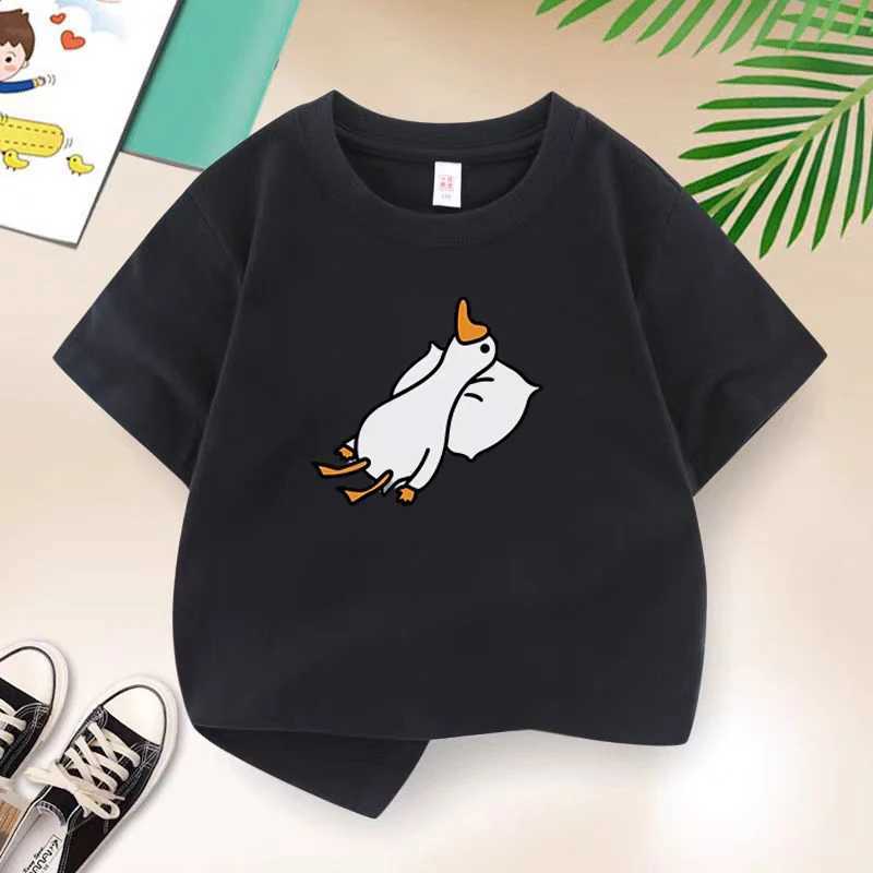 New Y2K Tops Lazy Duck Graphic Print Baby Boys T-shirt Black Cotton Kids Tops Tee Summer Casual Cartoon T Shirt 6 8 10 12 Years T250603