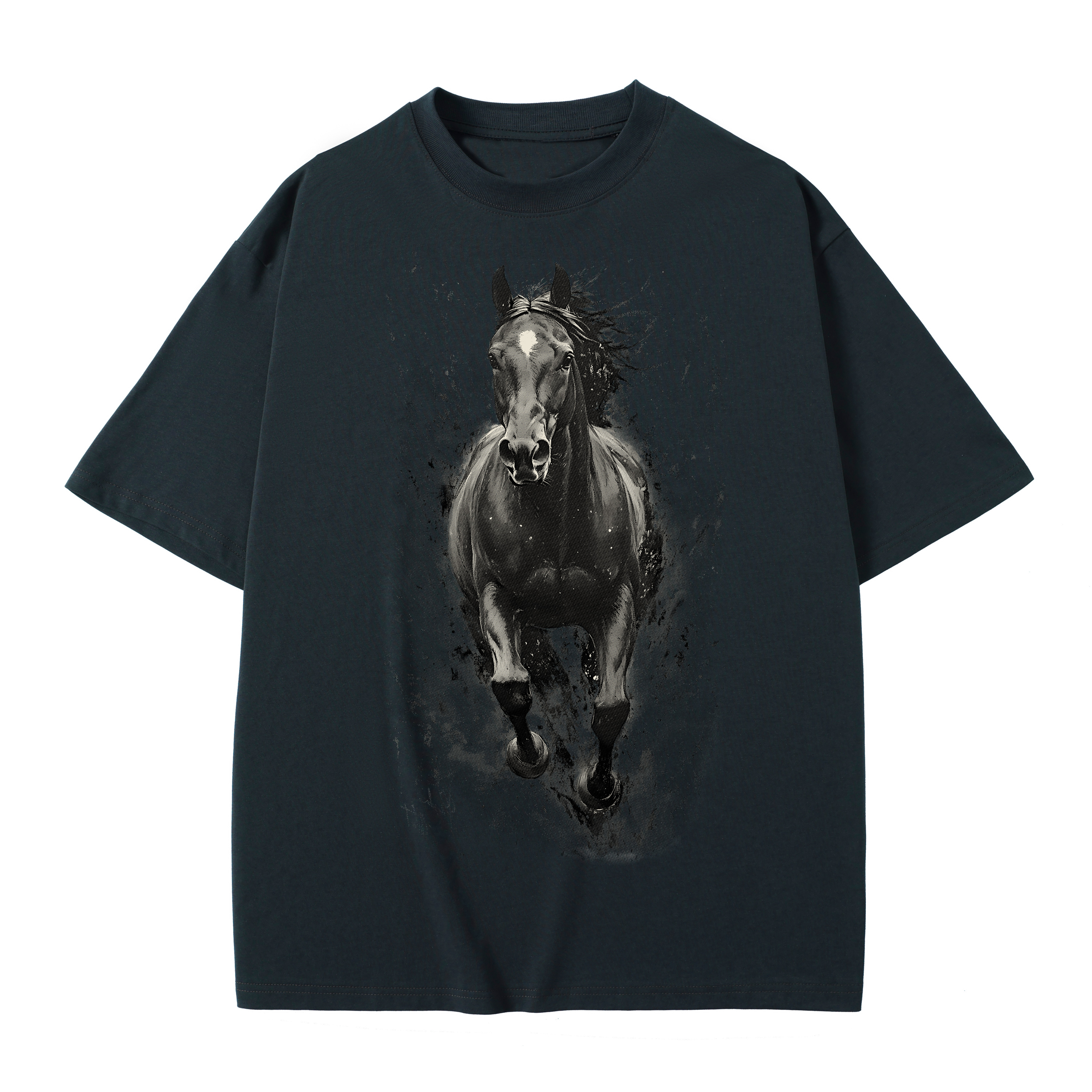 T-shirt men's top designer cotton T-shirt Silver warhorse short sleeved clothing high-quality fashionable T-shirt BROADTRUE