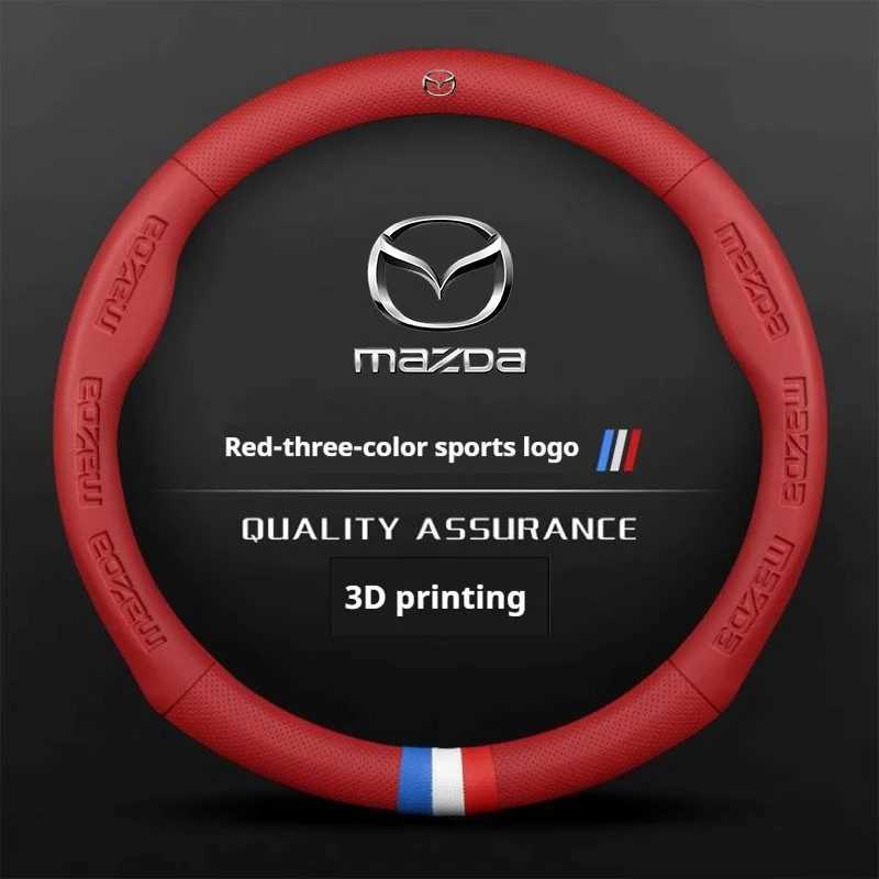 Leathe Car Steering Wheel Cover For Mazda 3 5 6 SKYACTIV Axela Atenza CX30 CX5 CX8 CX9 MX5 RX8 RX7 BT50 Accessories R250603