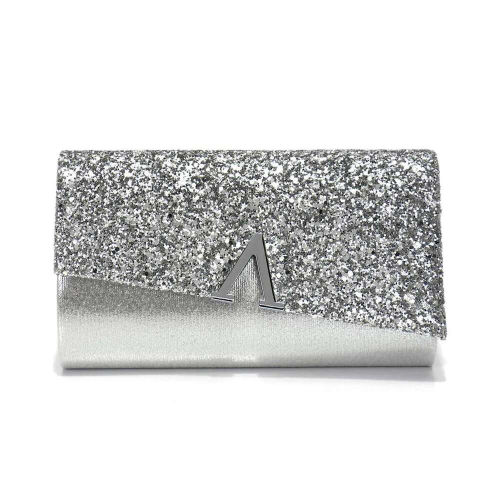 Chain V Metal Glamorous Design Evening Bags Envelope Shaped Sequins Handbags For Prom Dinner Wedding Banquet Purse