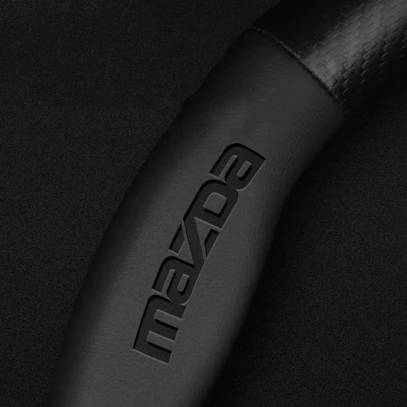 38cm Carbon Fiber Car Steering Wheel Cover Breathable Anti Slip Steering Covers for Mazda 3 bk bl 323 Axela Atenza CX-3 CX-4 CX5 R250603