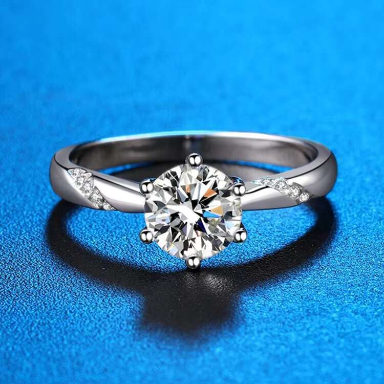 Lab-grow Diamond Ring Wedding Jewelry Gifts 925 Sterling Silver White Princess Cut Moissanite Ring for Women