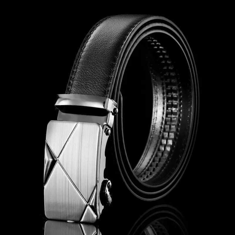 Mens Business Style Belt Black PU Leather Strap Male Waistband Automatic Buckle Belts For Men Top Quality Girdle Belts For Jeans XJ250602
