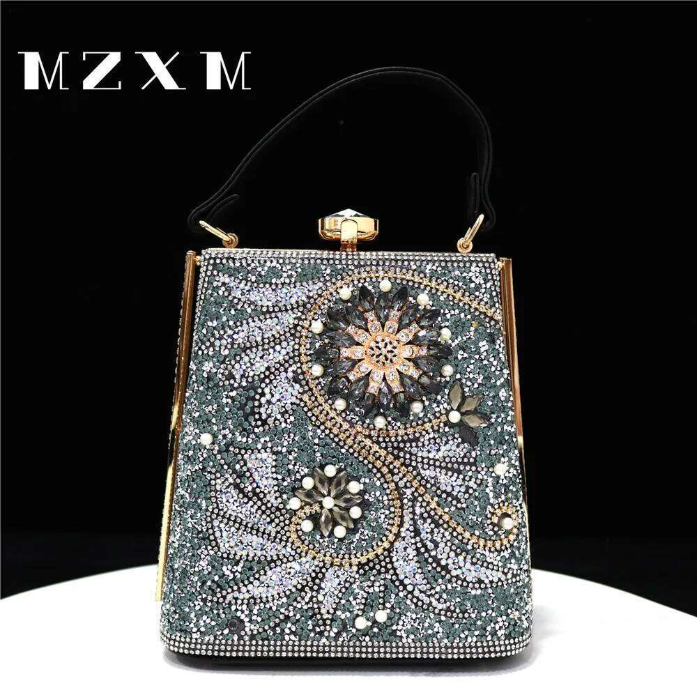 Sier Party Fashion Evening Bag Opening Water Dia Print Pearl Women's New Arrival Day Handbag