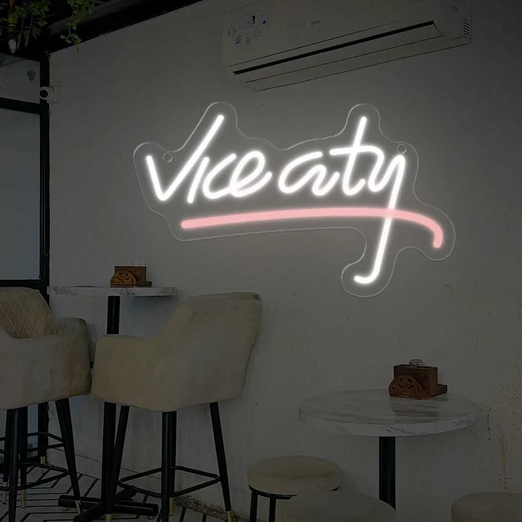 Vice City Neon Sign LED Light for Bar Cafe Home Room Shop Club Hanging Wall Decoration Birthday Gift USB Powered Night Lamp XJ250602