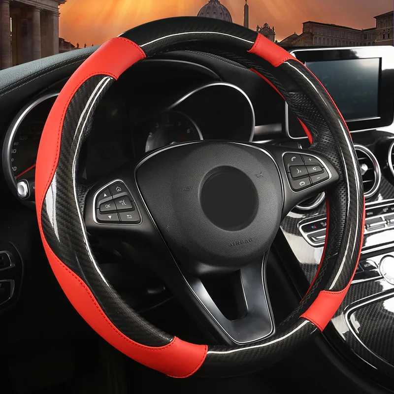 Pu Carbon Fiber Leather Steering Wheel Cover Anti-slip Fashion Wear-Resistant General Motors R250603