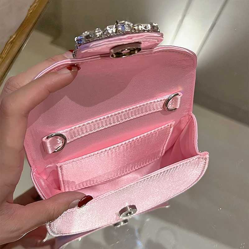 Women Glittering Crystal Satin Handbags Designer Diamond Pink Evening Diamonds Ring Clutch Purses Wedding Party Trendy Z250603
