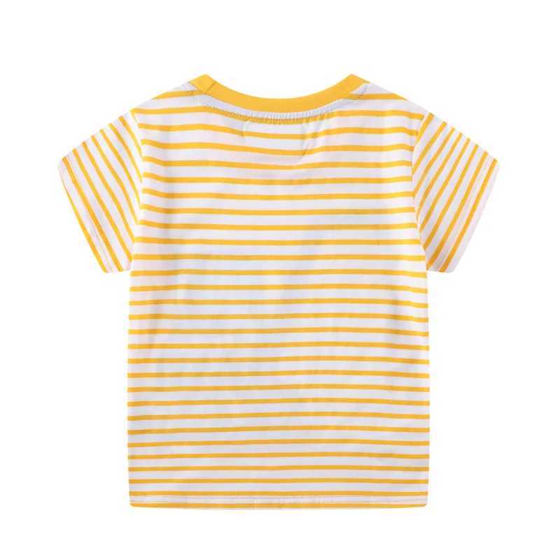 Little maven 2024 Summer Striped Kids Clothes Baby Boys Childrens Clothing Excavator T-shirts Cotton Kids 2-7 years T250603