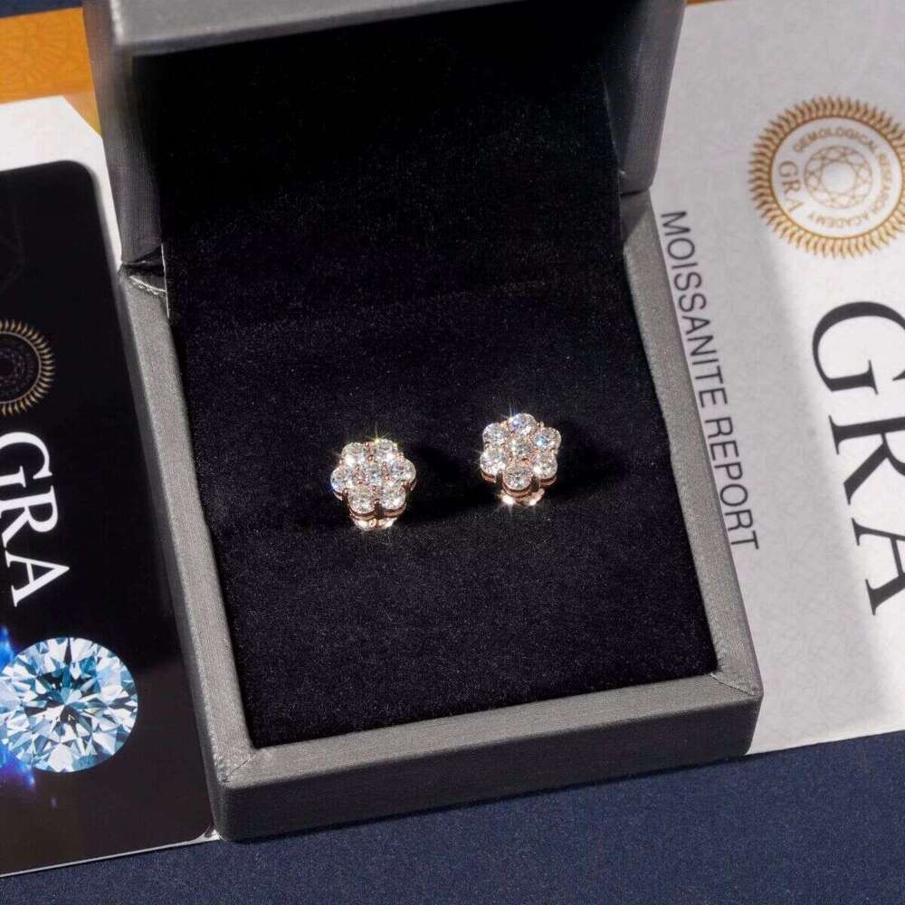 9mm Sun wer Design Sterg Sier VVS Moissanite Stud Hip Hop Earring Jewelry For Men Women