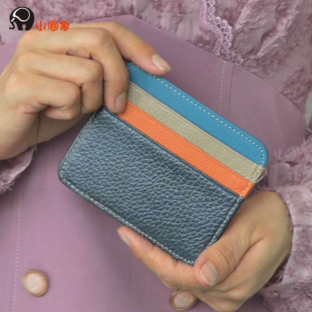 Small Round Elephant First Layer Cowhide Coin Purse Genuine Leather Sleeve Bus Card Driver's License Holder