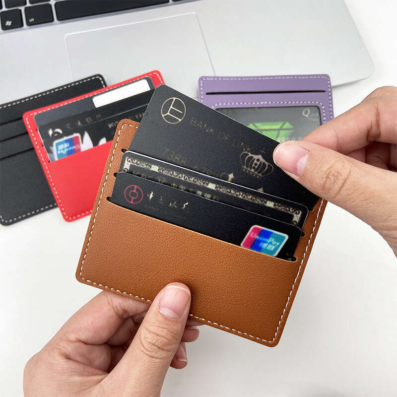 Frame 4 Slot Thin Women PU Leather Holder Card Case Customizable Printing