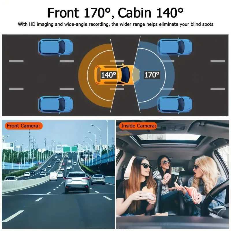 Car dvr Car Dash Cam 1080P FHD Camera Front Rear Inside Car dvr Recorder Equipped 2 IPS Screen Vehicle Camera HD Night Vision R250529