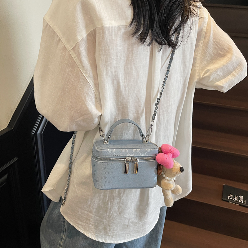 designer 2025 Summer New Trend Versatile Chain Box Bag for Women, Textured Fashion Single Shoulder Crossbody Handbag Small Square Bag