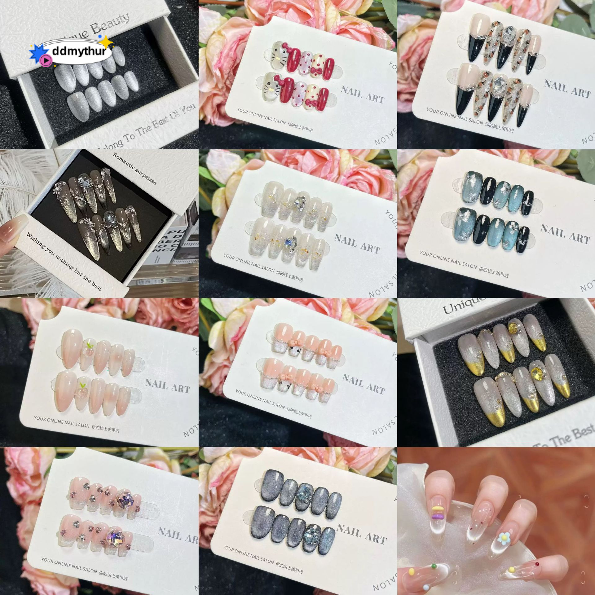 New Handmade Wearable Integrated Detachable Fake Nails Long Short Nail Stickers ddmythur