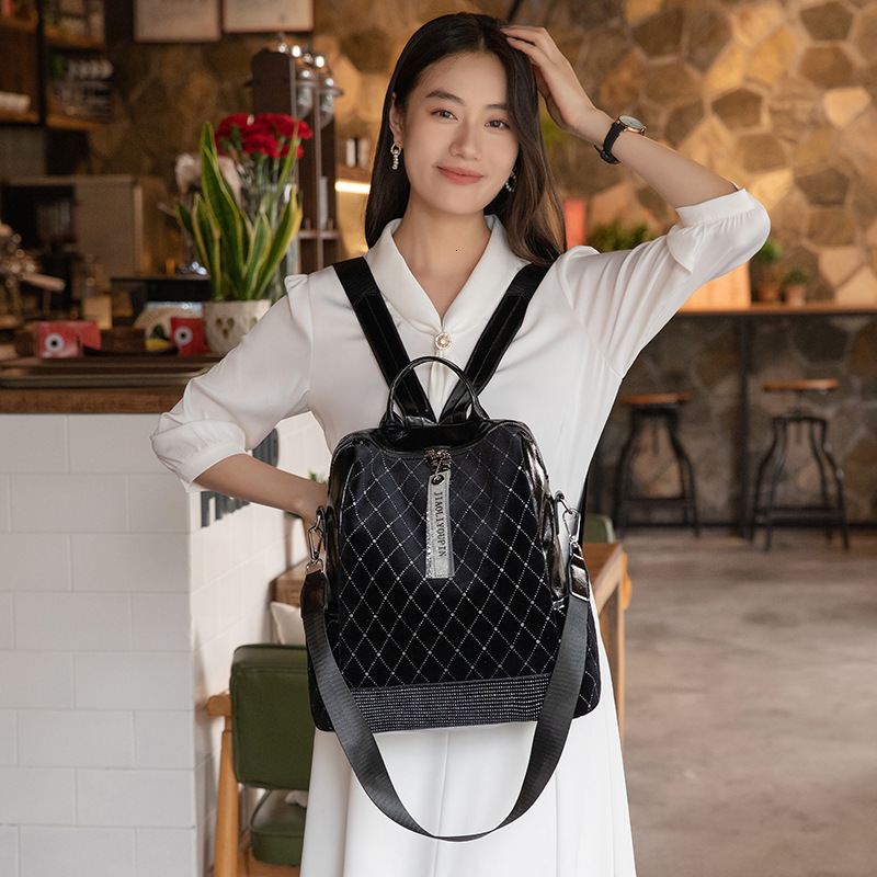 Free Shipping 2025 Designer Bag New Trendy Women's Fashion Casual Backpack Simple Commuter Office Backpack For Women Outdoors Bag Bright Diamond 