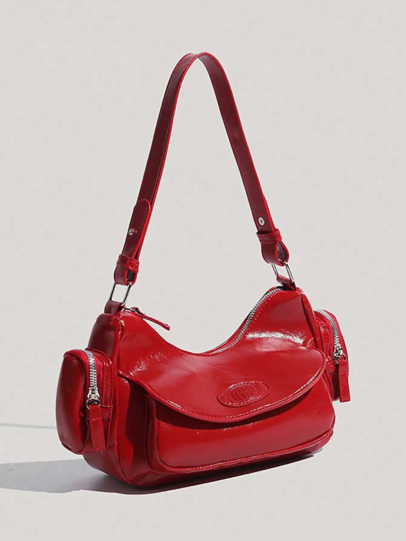 Y2K style motorcycle bag new fashion personality crescent bag sweet and cool hot girl shoulder bag Y250603