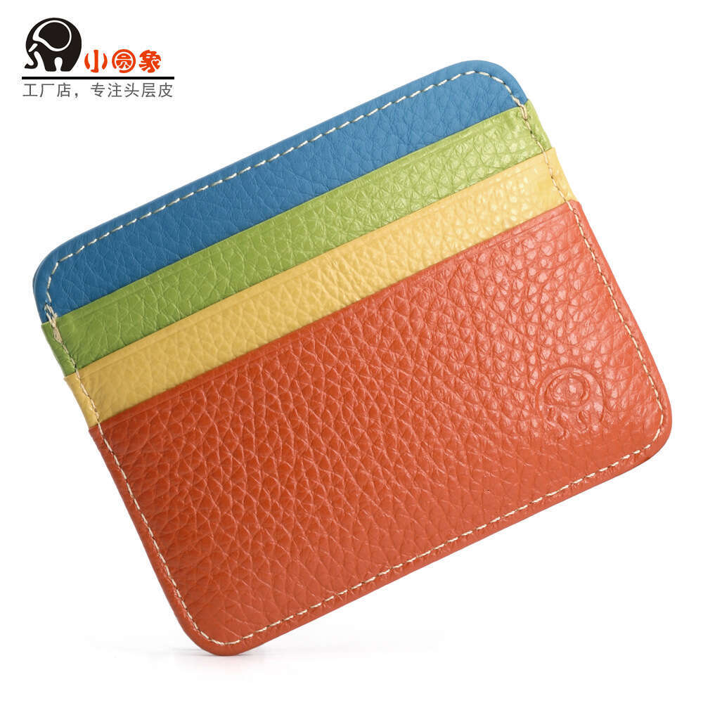 Small Round Elephant First Layer Cowhide Coin Purse Genuine Leather Sleeve Bus Card Driver's License Holder