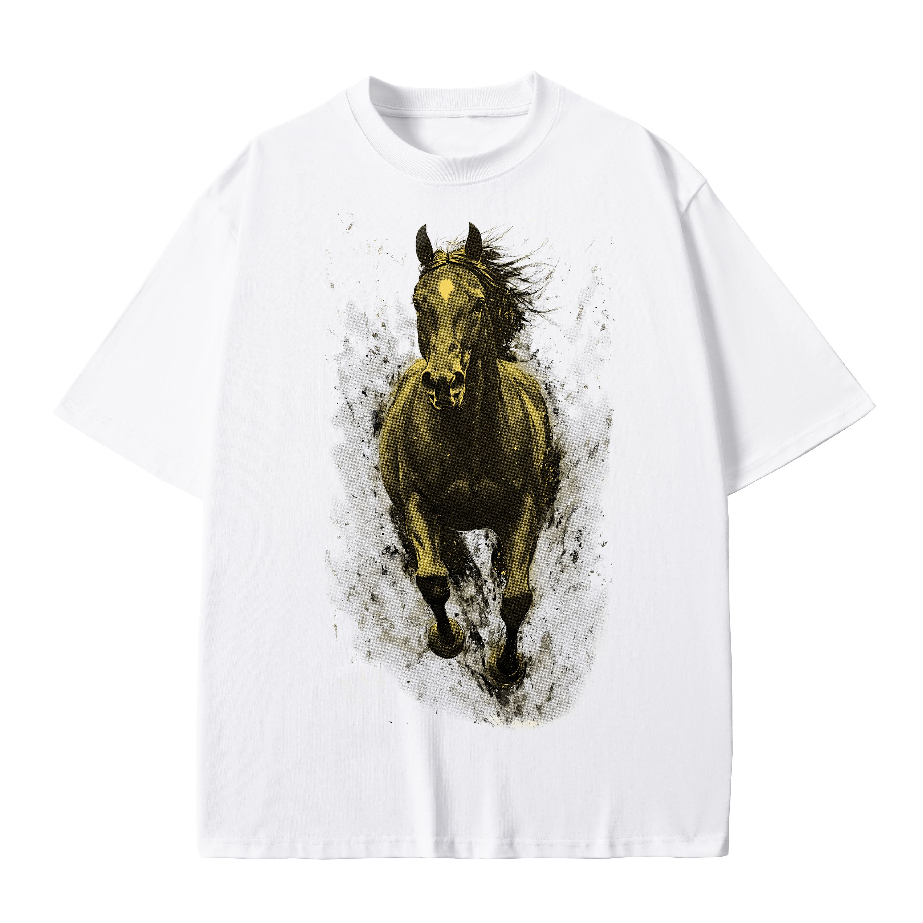 T-shirt men's top designer cotton T-shirt Golden warhorse short sleeved clothing high-quality fashionable T-shirt BROADTRUE