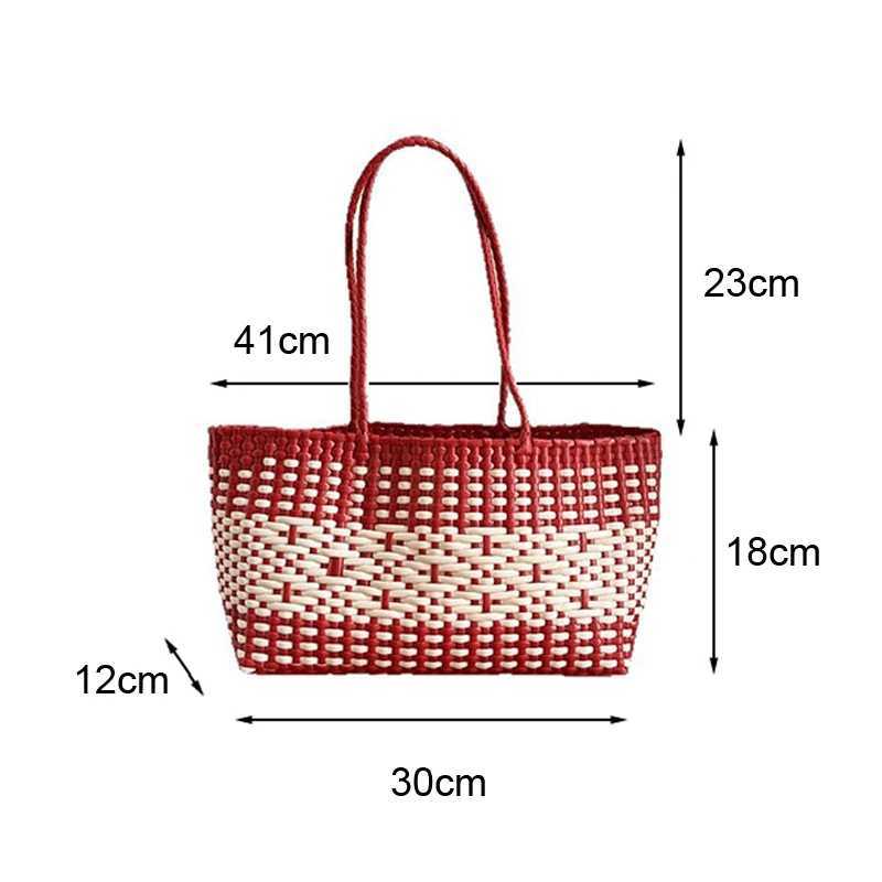 Hylhexyr PVC Vegetable Basket Handbag Waterproof PE Picnic Plastic Woven Tote Shopping Bag Beach Handbags Y250603