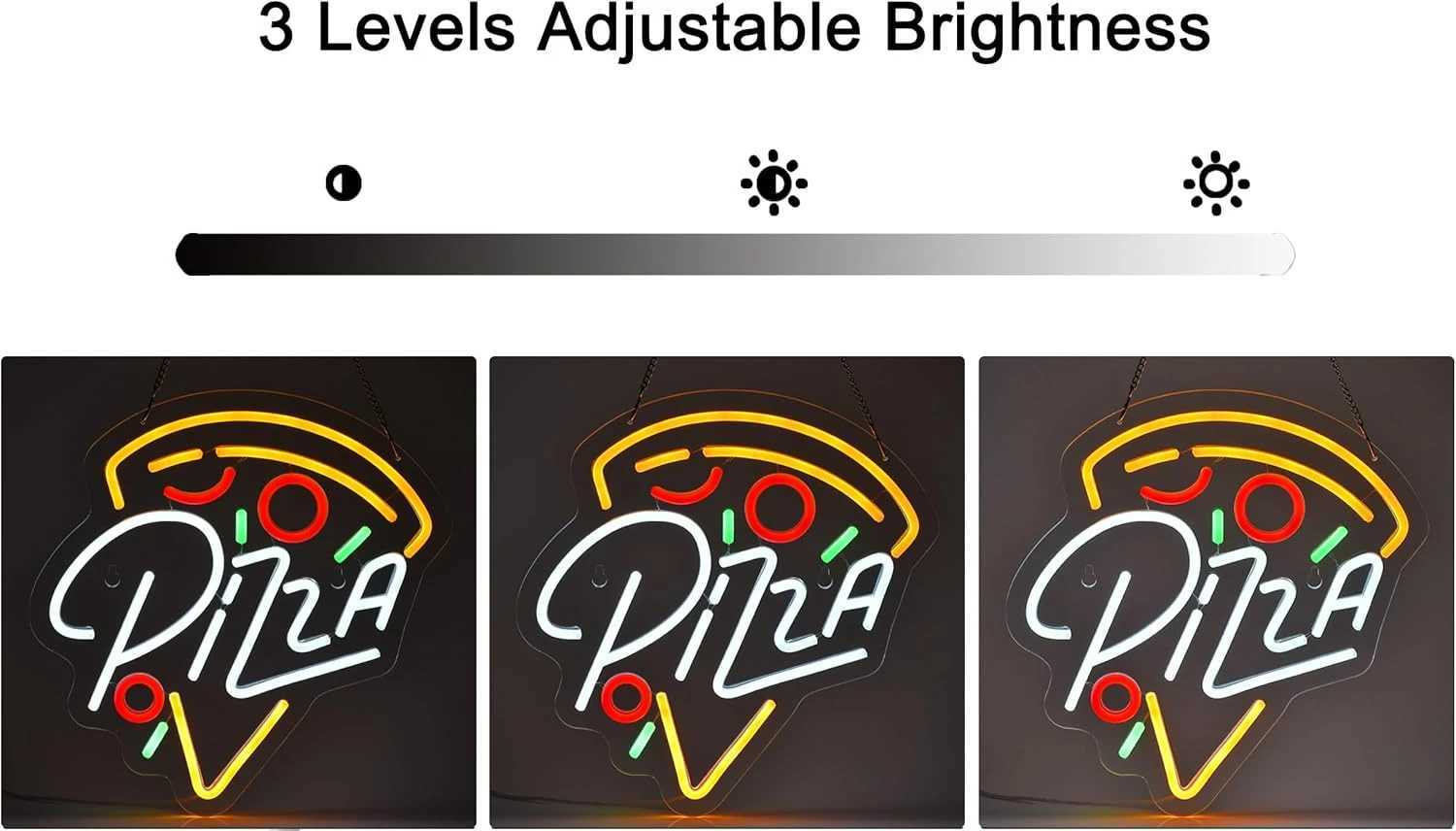 Pizza Neon Sign for Pizzeria Wall Decor Pizza Shaped Light Up Sign for Fast Food Kitchen Shop Restaurant Bar Party Decoration XJ250602