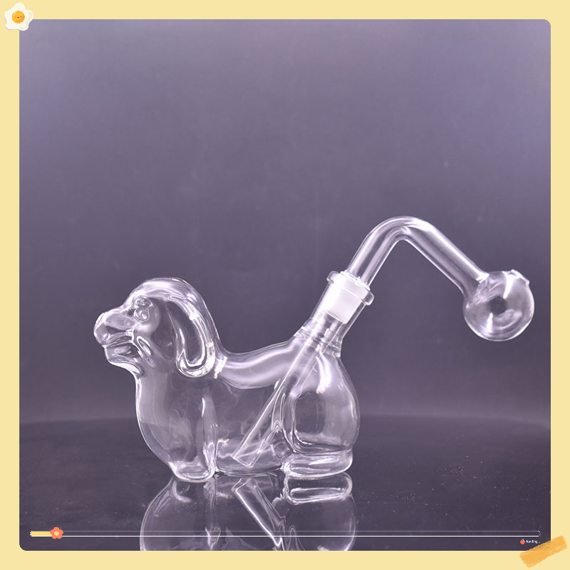 Wholesale Cute Style Dog shape Portable Glass dab rig Bong Specially Designed Mini Water oil burner Pipe for Pet Dog Lovers with a 14mm Glass Bowl Smoking Accessories