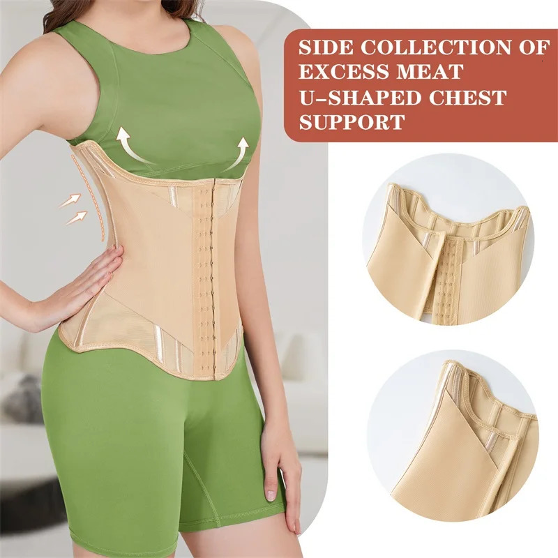 MiiOW U-shaped Waist Trainer Corset Women Shapers Breast Lifted Waist Trainer Steel Bone Slimming Breathable Womens Shapewear 250528
