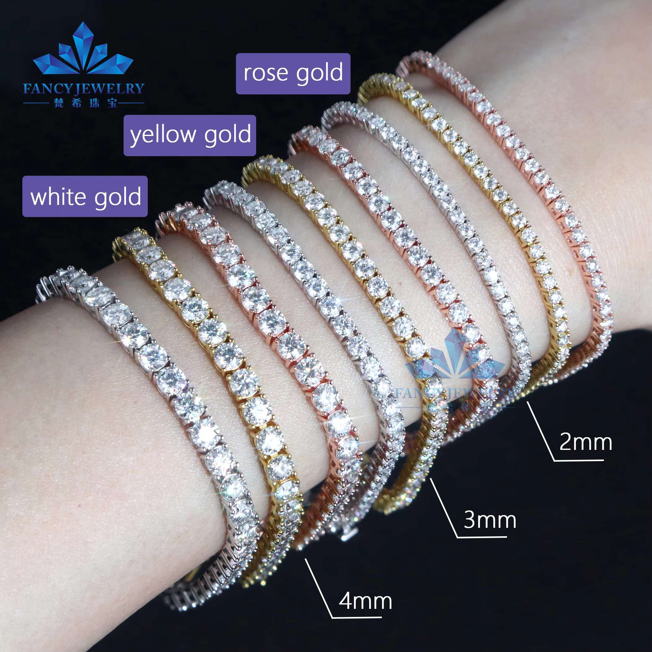 Factory Price Hip Hop Necklace GRA VVS Moissanite Tennis Link 3mm 4mm 5mm S925 Silver Moissanite Tennis Chain Jewelry