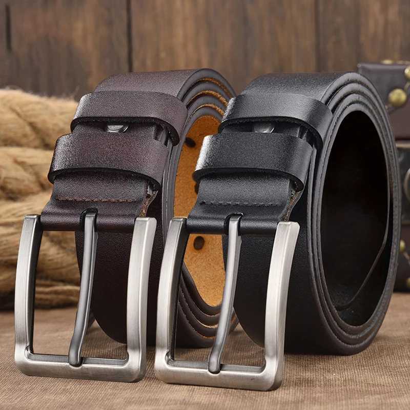 Belt mens genuine leather needle buckle layer pure cowhide belt mens youth retro casual Korean version middle-aged jeans b XJ250602