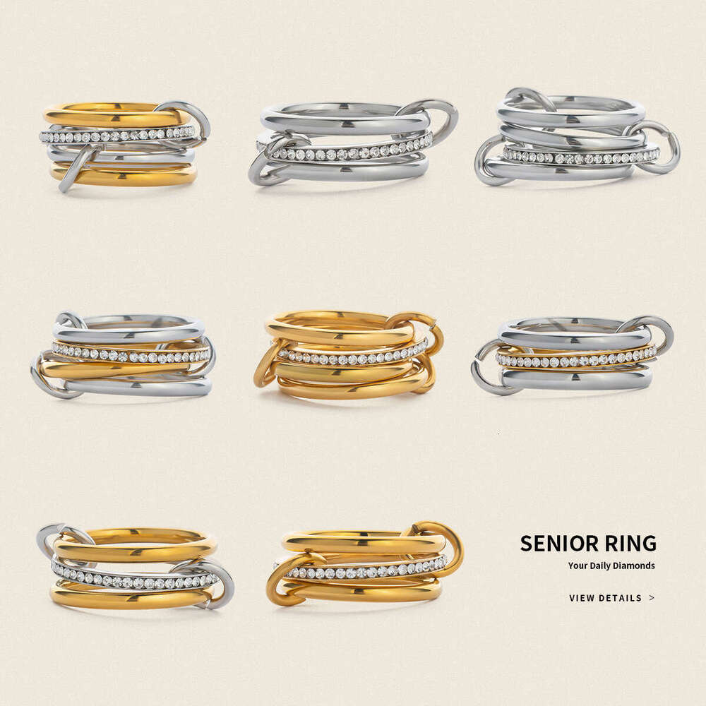 Hot Selling Stainless Steel Plain Band Stackable Rings Gold Simple Versatile with Diamond Hand Jewelry Ring