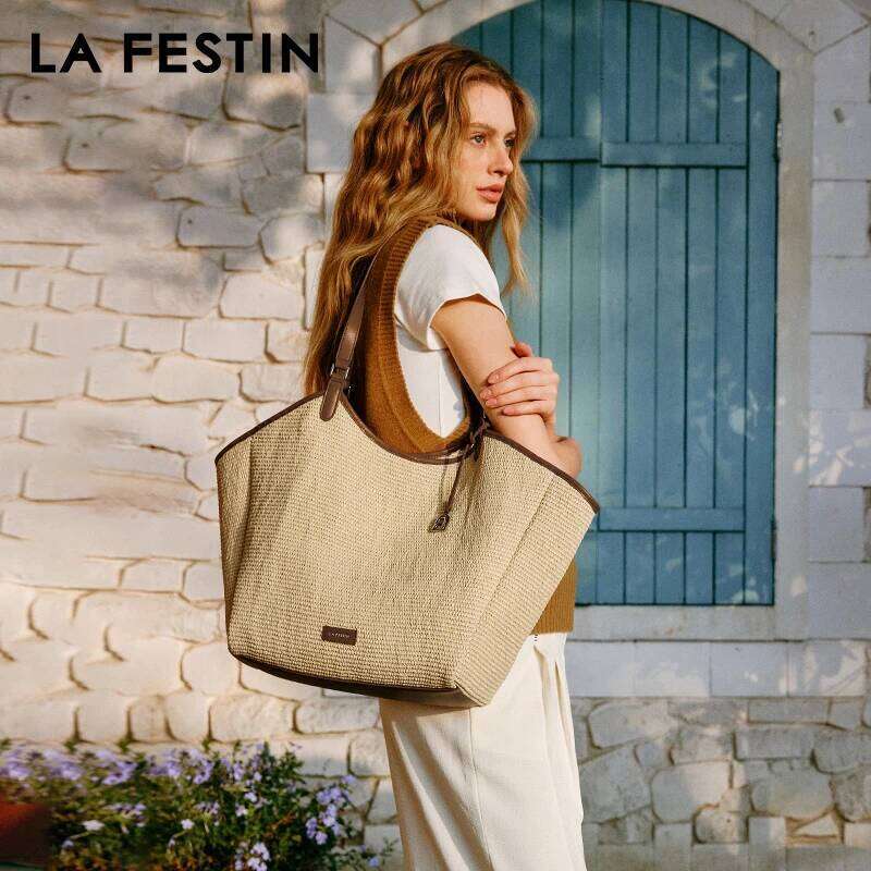 LA FESTIN Original Brand Shoulder 2025 New Tote for Women Fashion Woven Large Capacity Handbag Big Bag