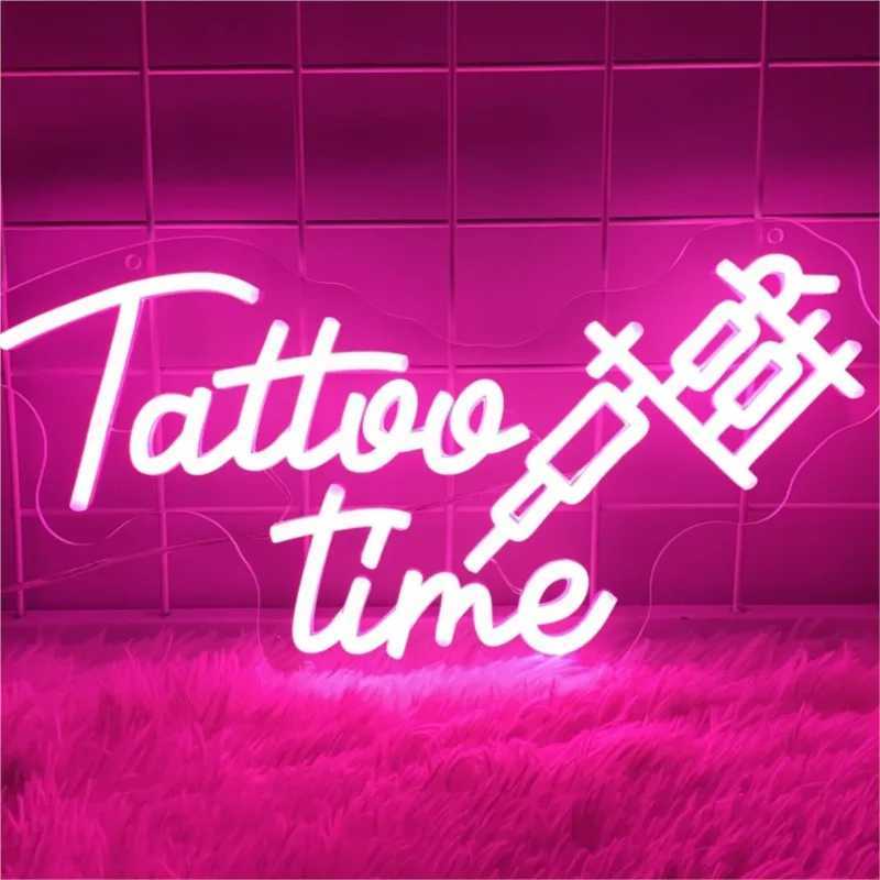 Tattoo Time Neon Light Tattoo Salon Studio Home Wall Art Decor Room Decoration LED Sign Signboard Tattoo Shop LED Light SignXJ250602
