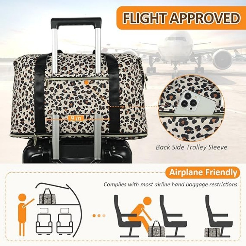 New Sports Bag with Dry and Wet Separation, Floral Pattern Women's Handheld Travel Bag, Large Capacity