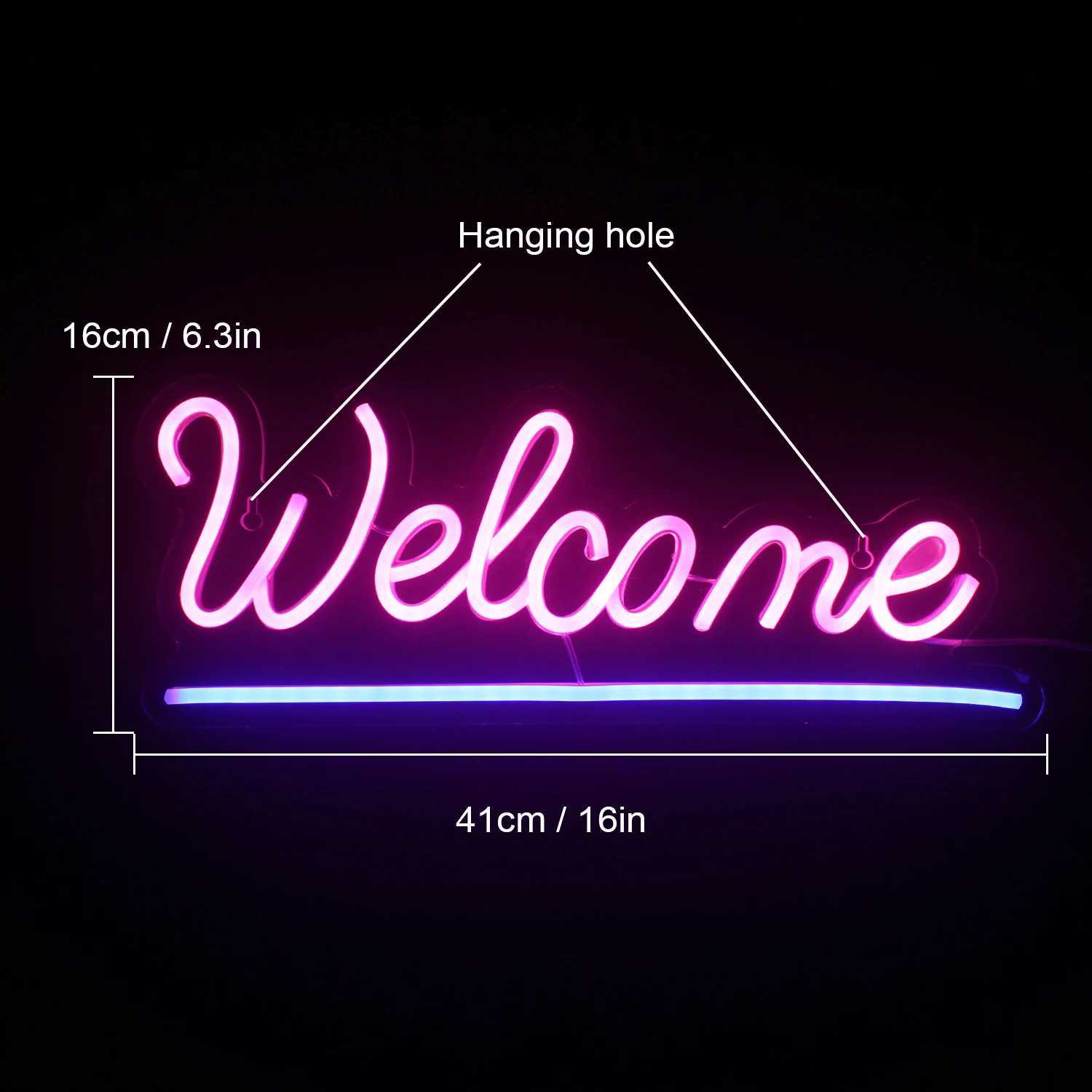 Welcome Sign Neon LED Night Lights for Shop Store Restaurant Bar Bedroom Home Room Wall Hanging Decor Power USB Neon Lights XJ250602