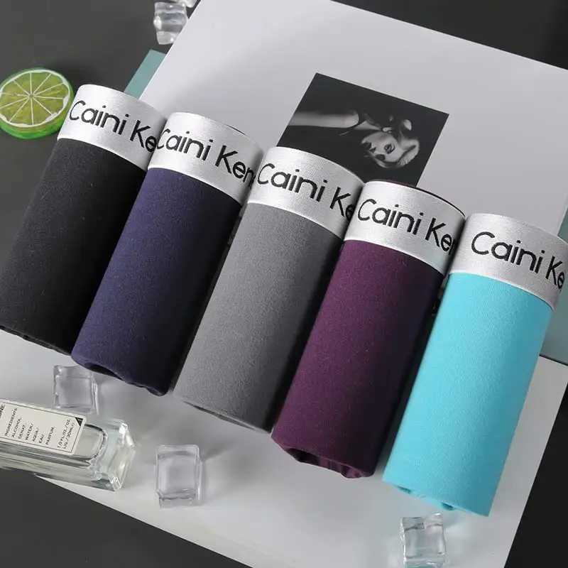 New 5pcs/Lot Solid Shorts Underpants for Men Mens Panties Men Boxer Underwear For Male Couple Sexy Set Large Size W250603