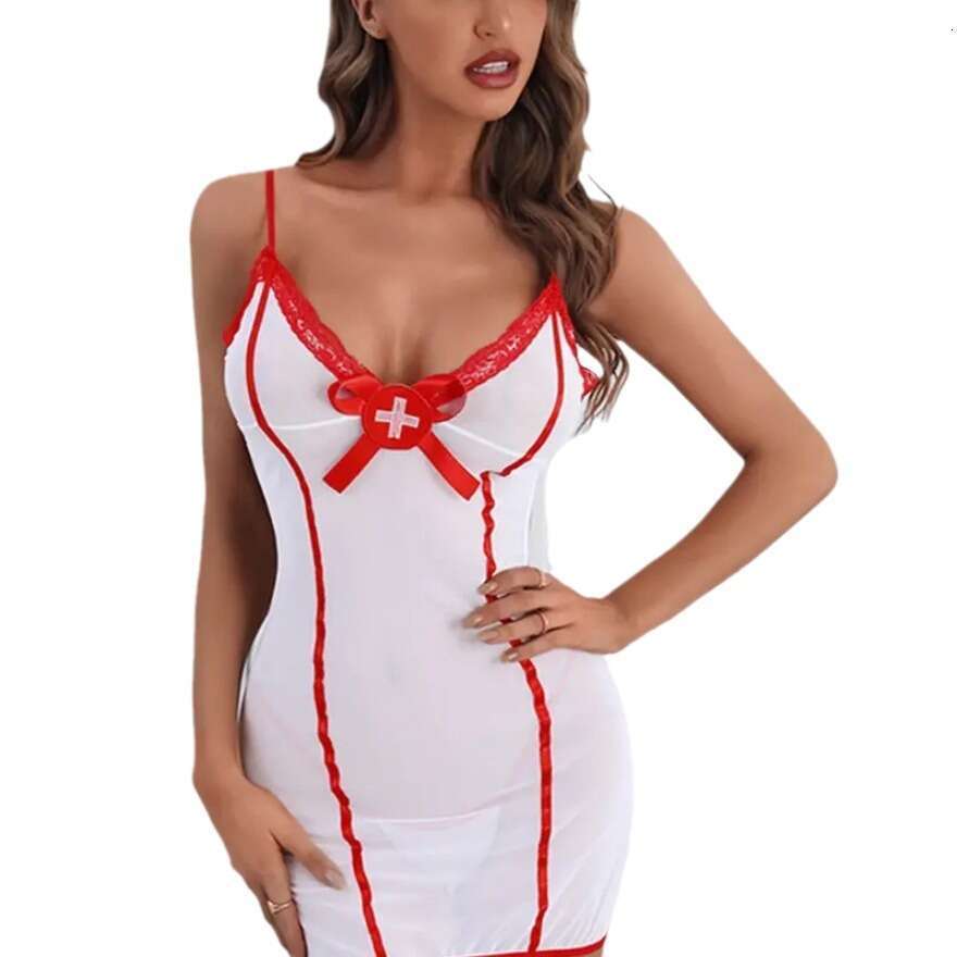 Spell Lingerie Porn Suits Sexy Lingerie Role Play Nurse Costume Waist Exposing Jumpsuit Sexy Lingerie