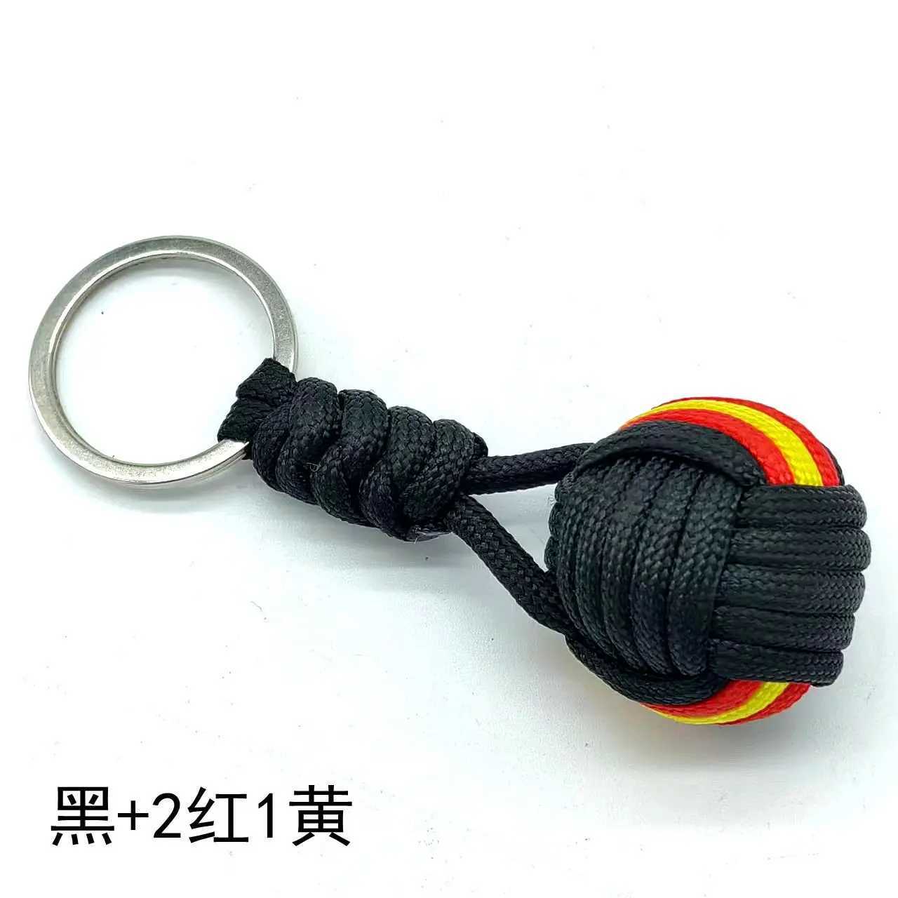 Military Parachute Woven Rope Ball Keychain Lanyard Key Ring Monkey Fist Key Chains Outdoor Survival Tool Jewelry XJ250602