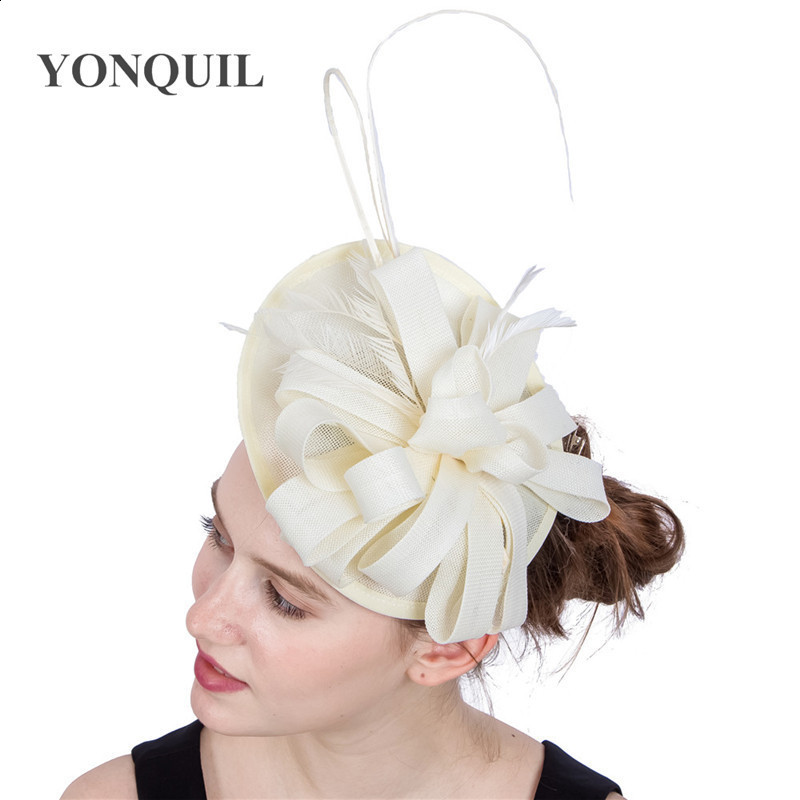 Red Charming Hat Wedding Church Headwear Womens Formal Event Tea Church Hat Feather Derby Million Womens Match 241203