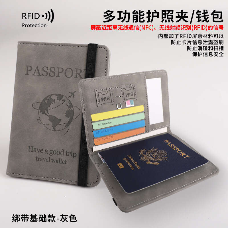 PU Leather Strap Travel Anti-Magnetic RFID Ticket Holder Document Bag Passport Cover Protector