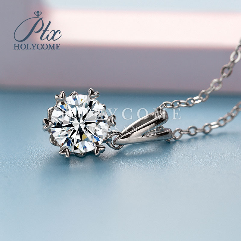 Classic 925 Sterling Silver Classic Advanced Snowflake 6 Prong Setting Necklace 1CT D Color VVS1 Moissanite Diamond for Women Jewelry
