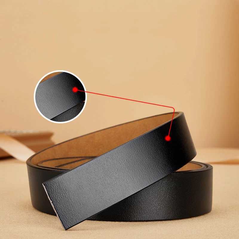 New Mens Genuine Leather Belts for Automatic Buckle Men Fashion No Buckle Belts Straps High Quality Black Brown Waistband 3.5cmXJ250602