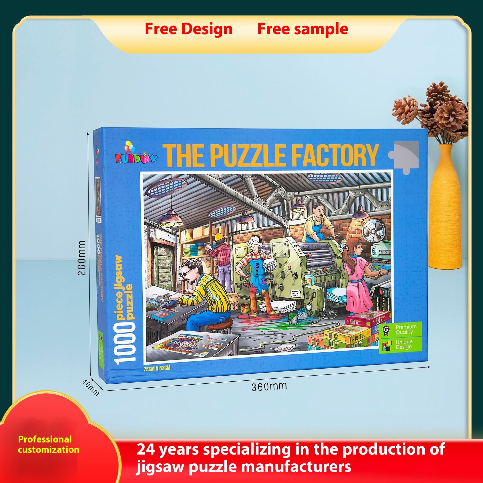 Flat Blue Cardboard Toy Educational Veet 1000 Piece Adult Puzzle