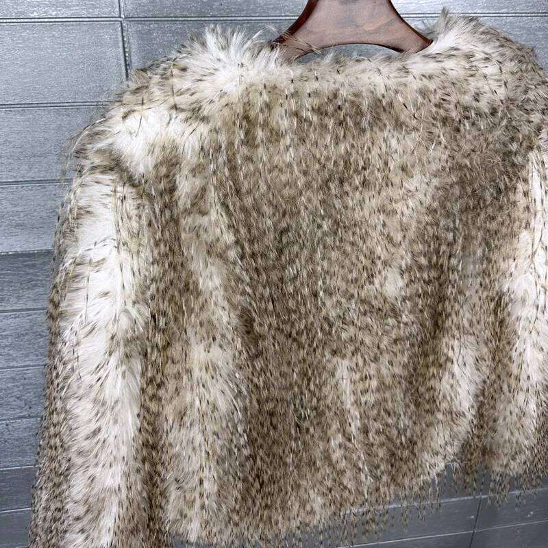 Faux Korean Style Women's Short Winter Fake Cropped Fluffy Jacket Artificial Fur Coat