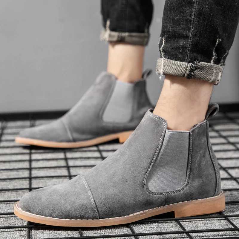 Mens 2025 Four Season Fashion Trend High-top Ankle Boots Large Size British Style Pointed Toe Boots XJ250602