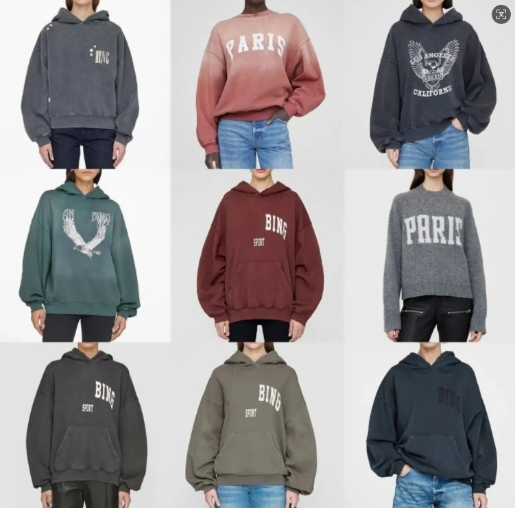 High Quality Women Desginer Fashion Cotton Hooded New Bing Classic Letter Print Wash Water Stir Fry Color Snowflake Loose Sweatshirt Hoodies A2