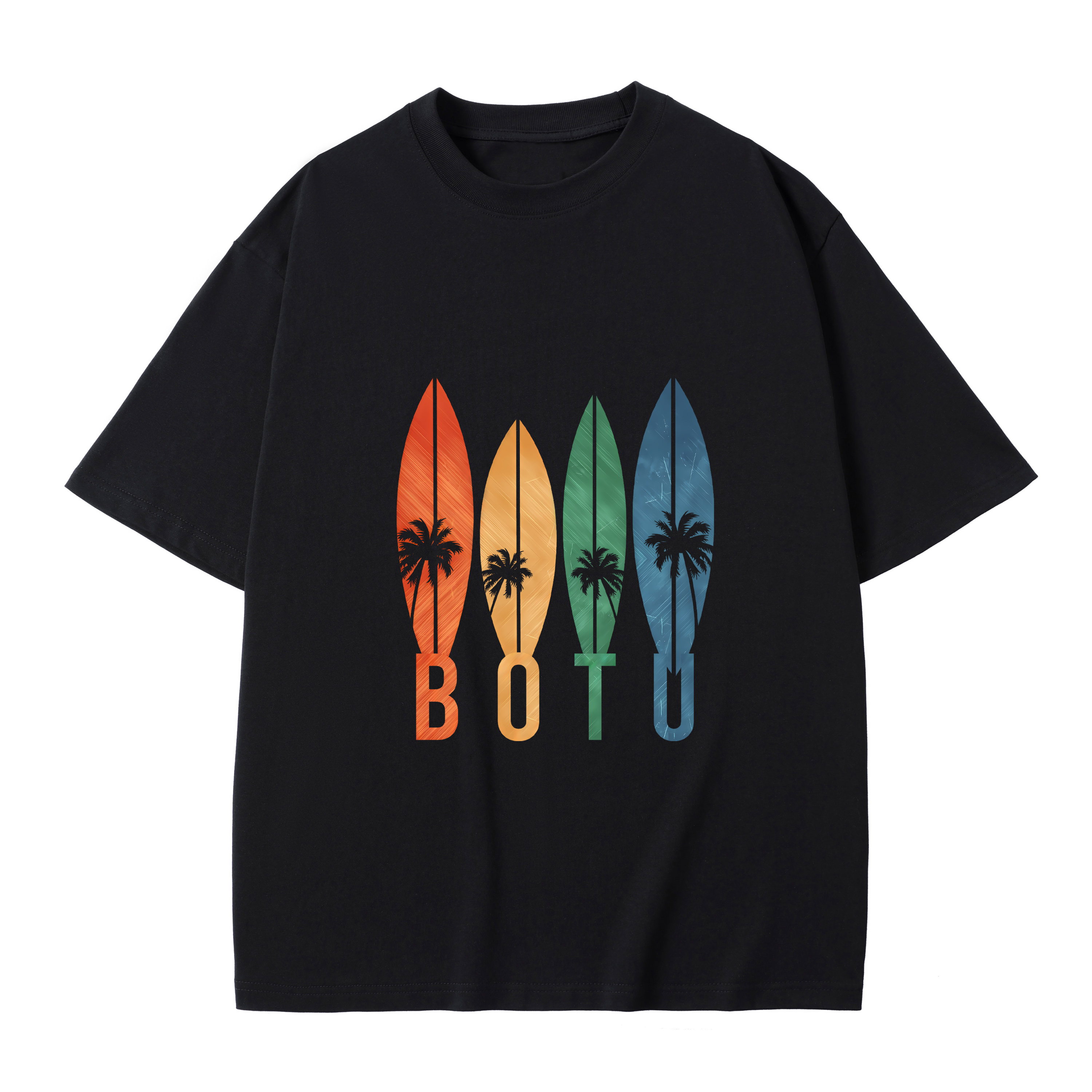 T-shirt men's top designer cotton T-shirt Coconut tree pattern short sleeved clothing high-quality fashionable T-shirt BROADTRUE