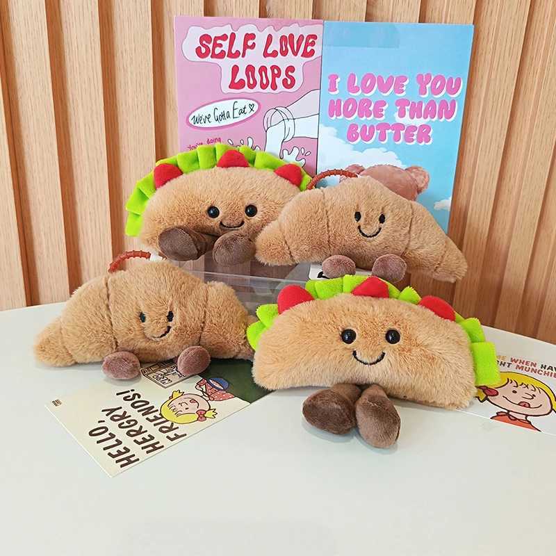 1Pc New Funny Bread Plush Pendant Toy Creative Croissants Roll Taco Cake Plush Doll Keychain Decoration Backpack Pendant Gift XJ250602