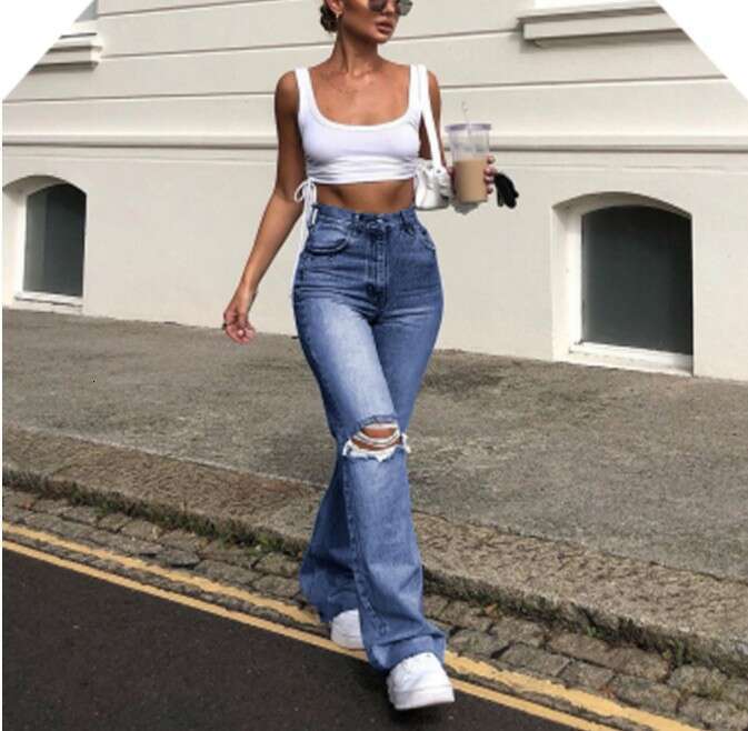 High-Waisted Wide-Leg Jeans For Women B5